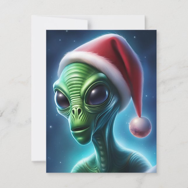 Cartão De Festividades Alienígena Santa Claus (Frente)