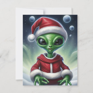 Cartão De Festividades Alienígena Santa Claus
