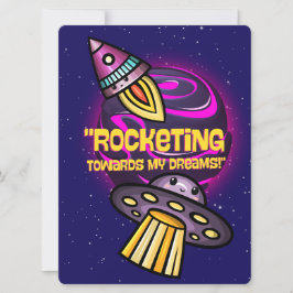 CARTÃO DE FESTIVIDADES ALIENÍGENA, UNIVERSO, ESPAÇONAVE, PLANETA E ASTRON