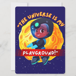 CARTÃO DE FESTIVIDADES ALIENÍGENA, UNIVERSO, ESPACONAVE, PLANETA E ASTRON