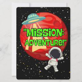 CARTÃO DE FESTIVIDADES ALIENÍGENA, UNIVERSO, FOGUETE, PLANETA E ASTRONAUT