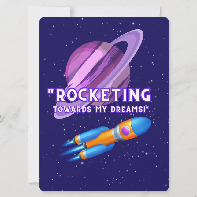 CARTÃO DE FESTIVIDADES ALIENÍGENA, UNIVERSO, FOGUETE, PLANETA E ASTRONAUT (Frente)