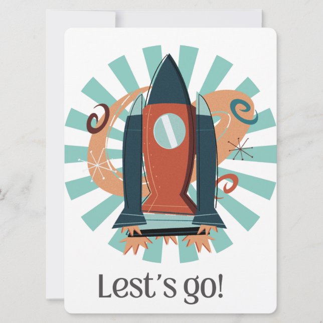 CARTÃO DE FESTIVIDADES ALIENÍGENA, UNIVERSO, ROCKETSHIP, PLANETA E ASTRON (Frente)