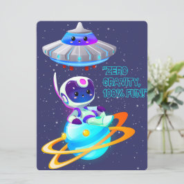 CARTÃO DE FESTIVIDADES ALIENÍGENA, UNIVERSO, ROCKETSHIP, PLANETA E ASTRON