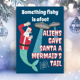 Cartão De Festividades Alienígenas Engraçados de Natal com Tema Retro de