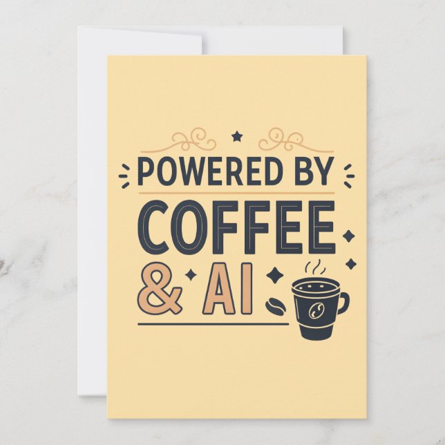Cartão De Festividades Alimentado por Café & Vetor de Tecnologia Retro de (Frente)