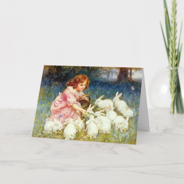 Cartão De Festividades Alimentando a Páscoa dos coelhos (Frente)