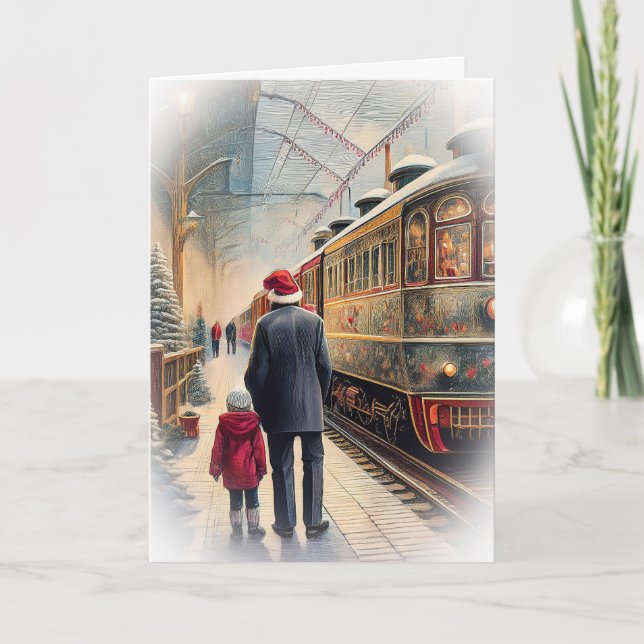 Cartão De Festividades All Aboard the Christmas Train Christmas Card (Frente)