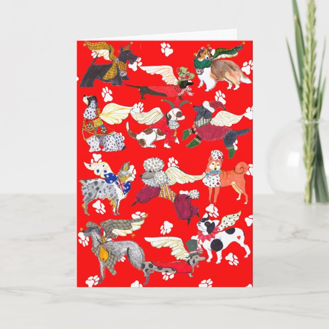 Cartão De Festividades "All Dogs Are Angels" Holiday Card (Frente)