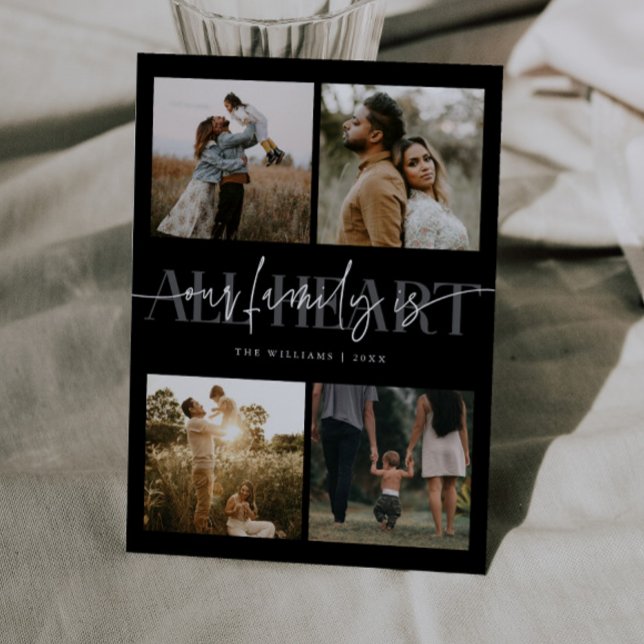 Cartão De Festividades All Heart Black Multi Photo Valentines Day  (Criador carregado)