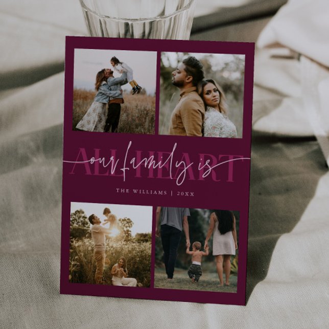 Cartão De Festividades All Heart Cranberry Multi Photo Valentines Day  (Criador carregado)