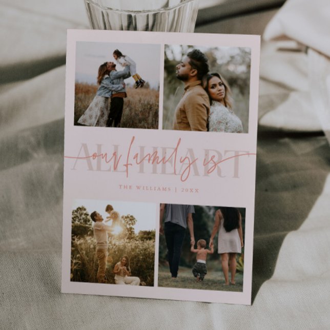 Cartão De Festividades All Heart Peach Multi Photo Valentines Day  (Criador carregado)