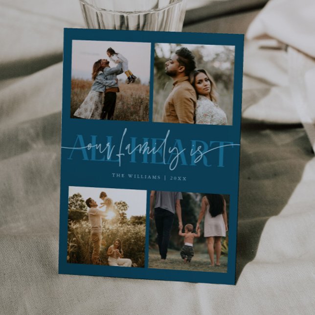 Cartão De Festividades All Heart Teal Multi Photo Valentines Day  (Criador carregado)