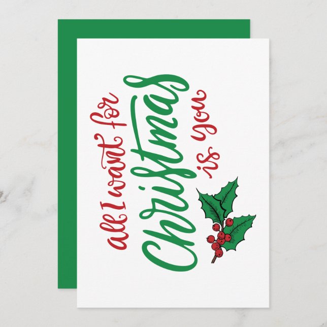 Cartão De Festividades All I want for Christmas (Frente/Verso)