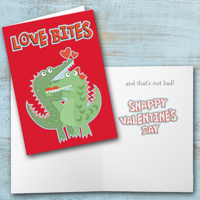 Cartão De Festividades Alligator Love Bites Valentine (Criador carregado)