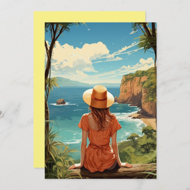 Cartão De Festividades Aloha Breeze, saudações da ilha tropical (Frente/Verso)