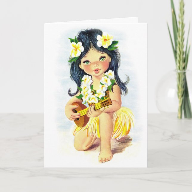 Cartão De Festividades ALOHA Valentine - Hawaiian Hula Girl Card (Frente)