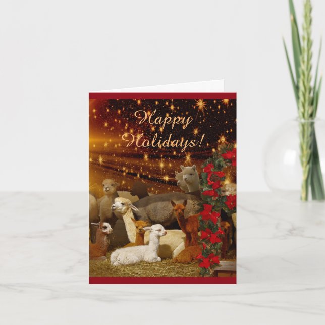 Cartão De Festividades Alpaca Christmas Holiday Cards (Frente)