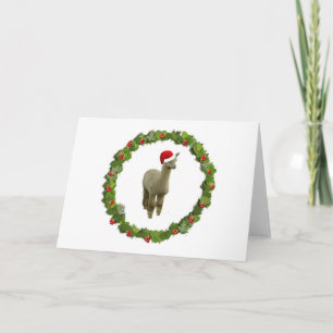 Cartão De Festividades Alpaca Christmas Wreath