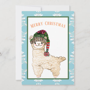 Cartão De Festividades Alpaca fofa com chapéu festivo