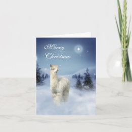 Cartão De Festividades Alpaca Winter Night Christmas Cards