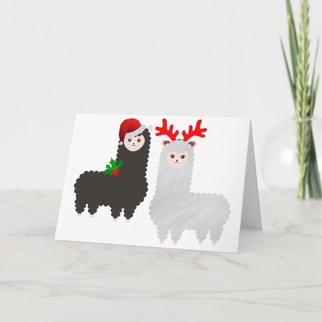 Cartão De Festividades alpacas de renas de natal (Frente)