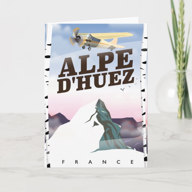 Cartão De Festividades Alpe d'Huez, poster de viagens de esqui da França (Frente)
