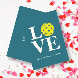 Cartão De Festividades "AMA-Te, Pickleball, Para Sempre" Teal Blue Card
