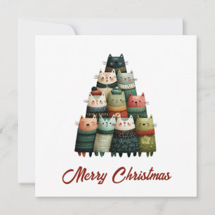 Cartão De Festividades Amante de Animais Gatos Divertidos Árvore de Natal