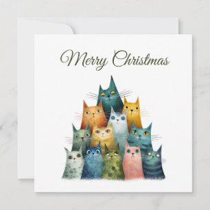 Cartão De Festividades Amante de Animais Gatos Divertidos Árvore de Natal