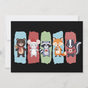 Cartão De Festividades Amante de Animais Natal Guaxinim Gambá Inverno 