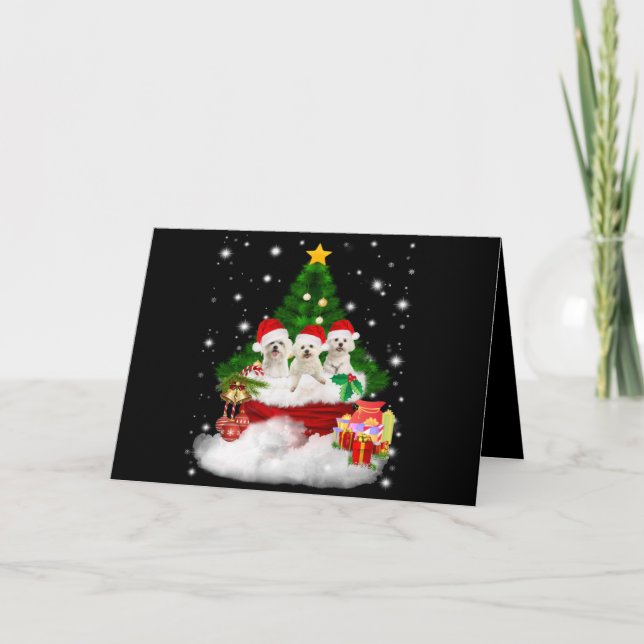 Cartão De Festividades Amante de Cachorro | Filhotes de Maltês São Presen (Frente)