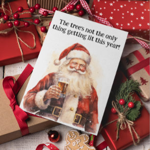 Cartão De Festividades Amante de Cerveja do Papai Noel Engraçado 