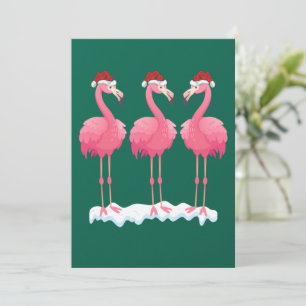 Cartão De Festividades Amante de Flamingo Iluminação de Natal Papai Noel