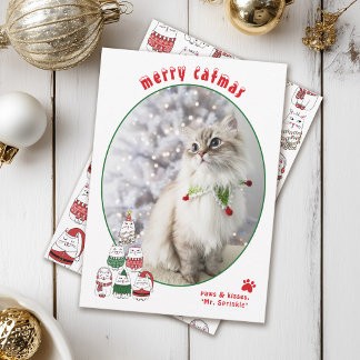 Cartão De Festividades Amante de Gatos Festa Gato Fofo Foto Natal