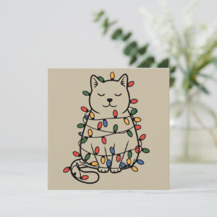 Cartão De Festividades Amante de Gatos Fofos Luzes de Natal Mãe de Gato N