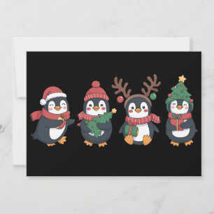Cartão De Festividades Amante de Pinguim de Natal Animais Fofos Família X