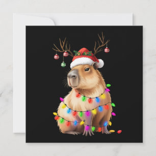 Cartão De Festividades Amante do Animal Capivara Luzes de Natal Cappy Xma