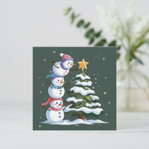 Cartão De Festividades Amante do Boneco de Neve de Natal Árvore Xmas Fest