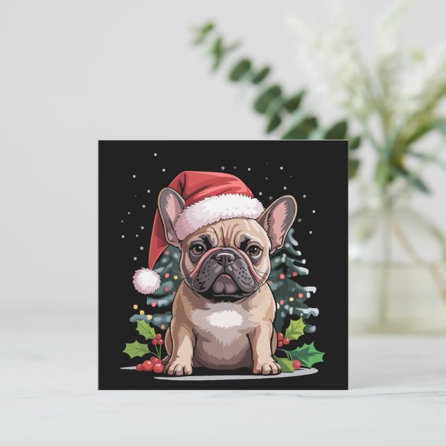 Cartão De Festividades Amante do Bulldog Francês no Natal, Mãe de Cachorr (Em pé/Frente)