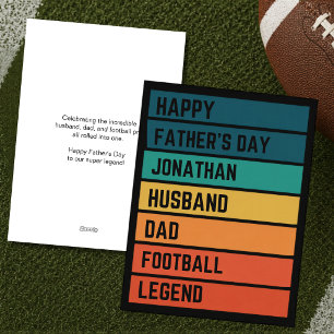Cartão De Festividades Amante do Futebol Personalizado Retro Dia dos Pais