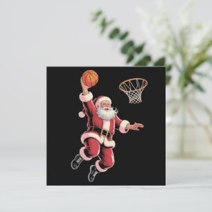 Cartão De Festividades Amante dos Esportes de Basquete de Natal Papai Noe