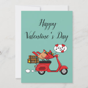 Cartão De Festividades Amantes de Cardinal Vermelho em Scooter