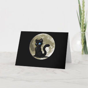 Cartão De Festividades Amantes de Gatos   Presente de Lua de Gato Preto
