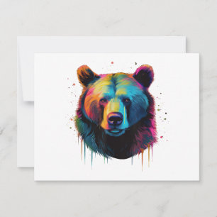 Cartão De Festividades Amantes de Urso Cinzento Pop Art Grande Urso Cinze