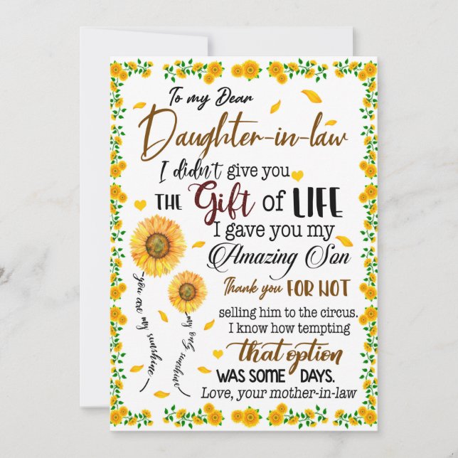 Cartão De Festividades Amantes Filhos | À Minha Querida Filha De Direito (Frente)