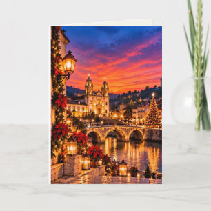 Cartão De Festividades Amarante Portugal Design de Natal em Branco 02