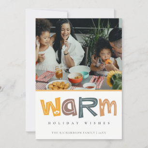 Cartão De Festividades Amarelo Escandinavo Cinza Foto Boas Festas de Nata