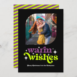 Cartão De Festividades Ameixa e Chartreuse Foto de Natal Moderno Retrô