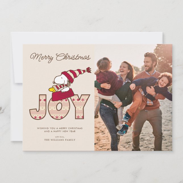 Cartão De Festividades Amendoins | Alegria de Passeio de Trenó do Snoopy  (Frente)